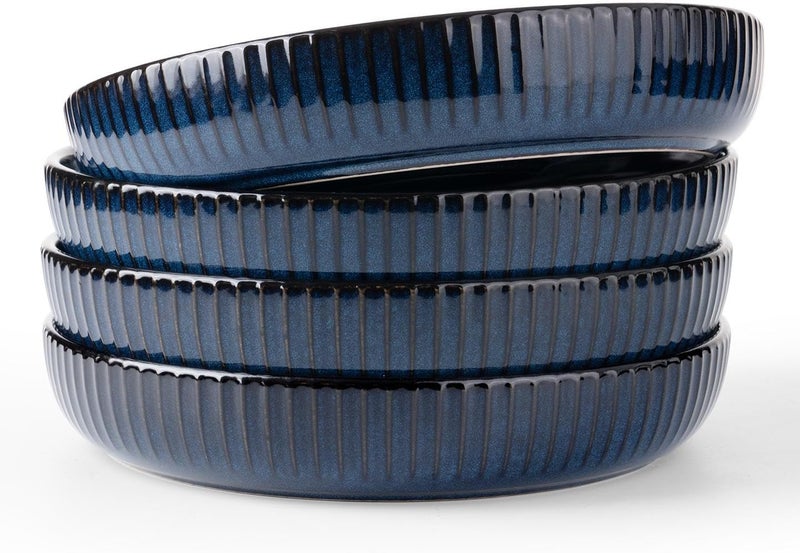 famiware Starlight Large pasta bowls set of 4 Serving Bowls for Pasta Salad Dinner Oatmeal Microwave Safe36 oz 846 inch Blue - Image 1