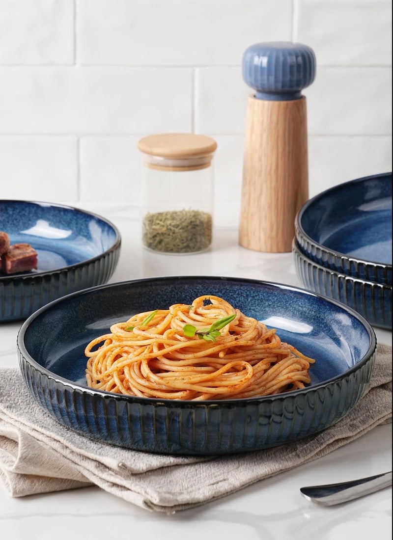 famiware Starlight Large pasta bowls set of 4 Serving Bowls for Pasta Salad Dinner Oatmeal Microwave Safe36 oz 846 inch Blue - Image 2