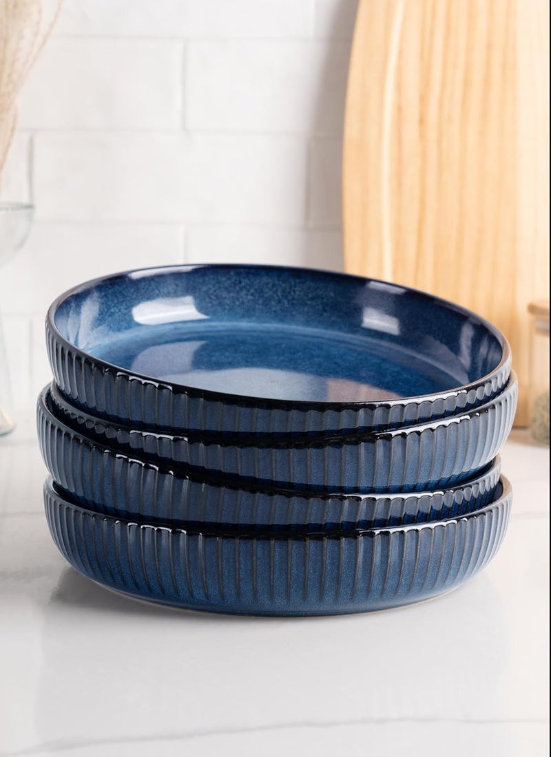 famiware Starlight Large pasta bowls set of 4 Serving Bowls for Pasta Salad Dinner Oatmeal Microwave Safe36 oz 846 inch Blue - Image 5