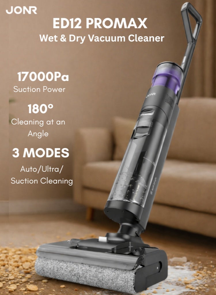 JONR Wet Dry Vacuum Cleaner ED12 PRO MAX, 180° Lie-Flat, 60° Hot Water Self-Cleaning, Smart Floor Washer with Zero Tangle Brush, Dual-Edge Cleaning, LED Display - Image 1