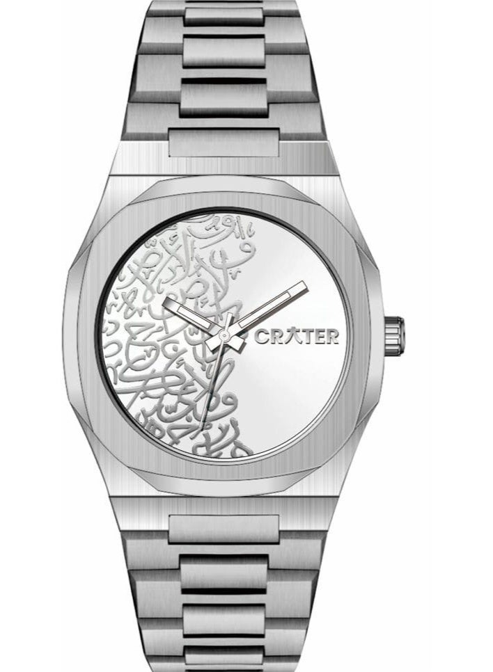 كريتر  ساعة كريتر (CRATER) للرجال – تصميم ملكي فاخر من الستانلس ستيل، مينا كلاسيكي مع عرض التاريخ، مقاومة للماء – تشمل علبة الماركة (فضي/فضي). - Image 1