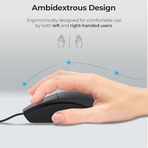 Foxin Glide Wired Mouse | 1200 DPI Optical Sensor | Plug & Play USB | Ergonomic Lightweight (77.5g) | 1.2M Cable | 3 Buttons | Silent & Durable | Wired Mouse for Laptop, PC, Desktop & Gaming - Image 4