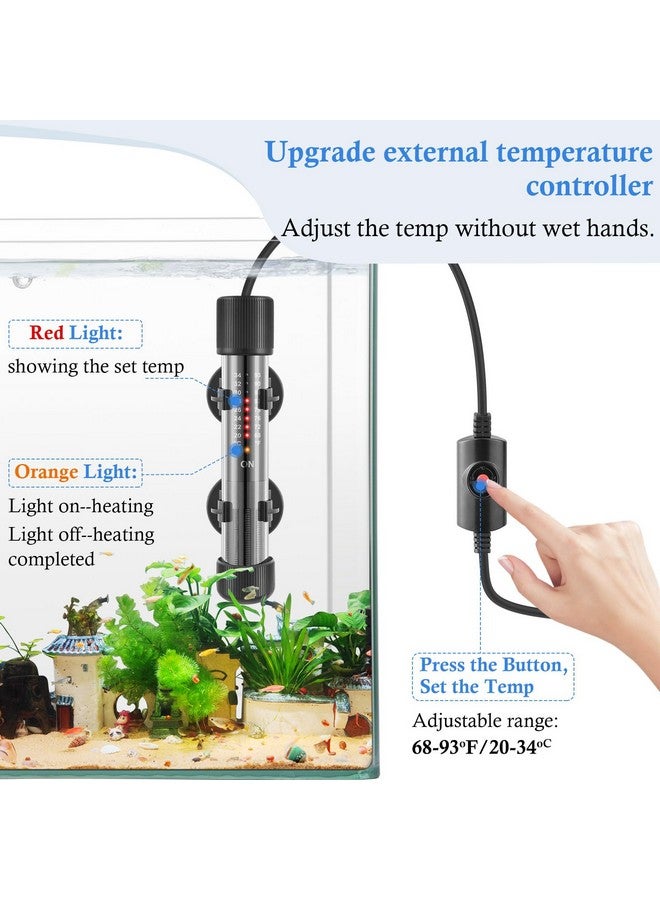 HITOP Thickened Glass Aquarium Heater: 50W 100W 300W Upgraded Fish Tank Heater with Controller, Fish Tank Thermostat Heater for Seawater/Fresh Water 5-65Gal - Image 3