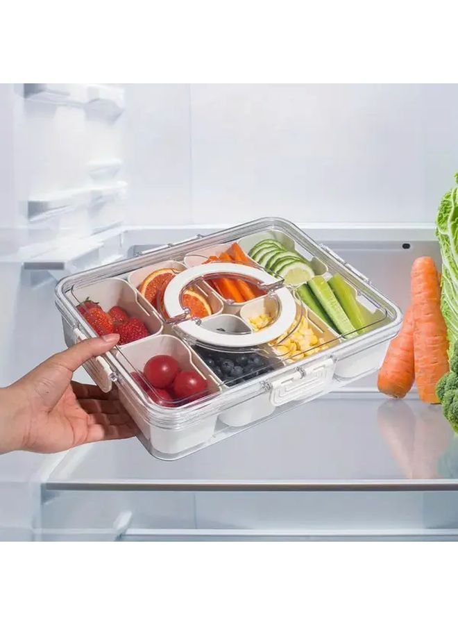 Portable Snack Box With Lid And Handle Divided Organizer With 8 Removable Compartments For Deli Fruit Nuts And Travel Essentials Ideal For RV Refrigerators Picnics And On The Go Storage Dark Blue - Image 3