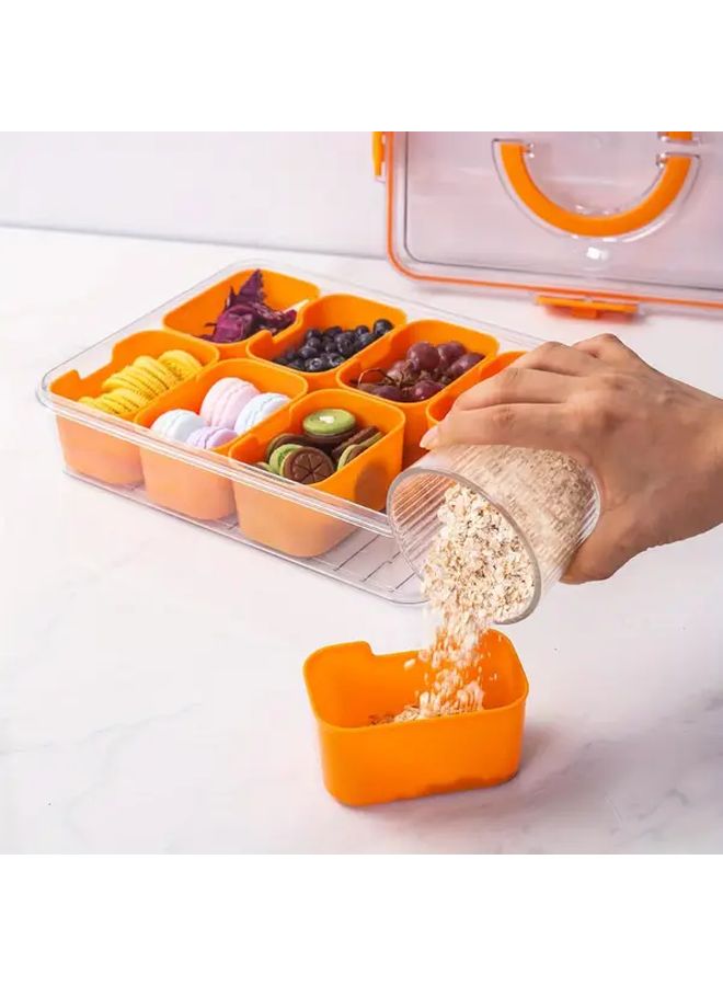 Portable Snack Box With Lid And Handle Divided Organizer With 8 Removable Compartments For Deli Fruit Nuts And Travel Essentials Ideal For RV Refrigerators Picnics And On The Go Storage Dark Blue - Image 4