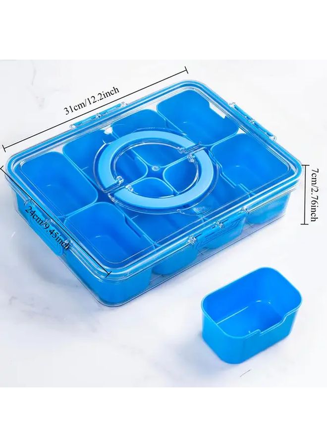 Portable Snack Box With Lid And Handle Divided Organizer With 8 Removable Compartments For Deli Fruit Nuts And Travel Essentials Ideal For RV Refrigerators Picnics And On The Go Storage Dark Blue - Image 2