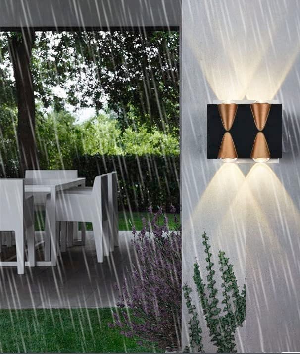Groeien 4watt Waterproof Up and Down LED Black Golden Modern Wall Lamp Decorative Garden Lights Outdoor Wall Light (4watt-ABS Plastic, ABS Plastic) - Image 3