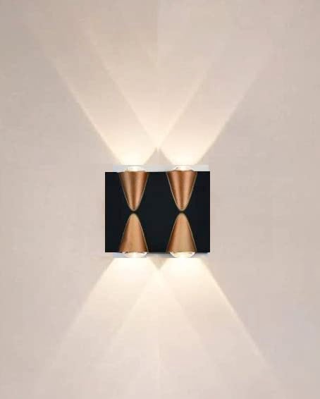 Groeien 4watt Waterproof Up and Down LED Black Golden Modern Wall Lamp Decorative Garden Lights Outdoor Wall Light (4watt-ABS Plastic, ABS Plastic) - Image 1