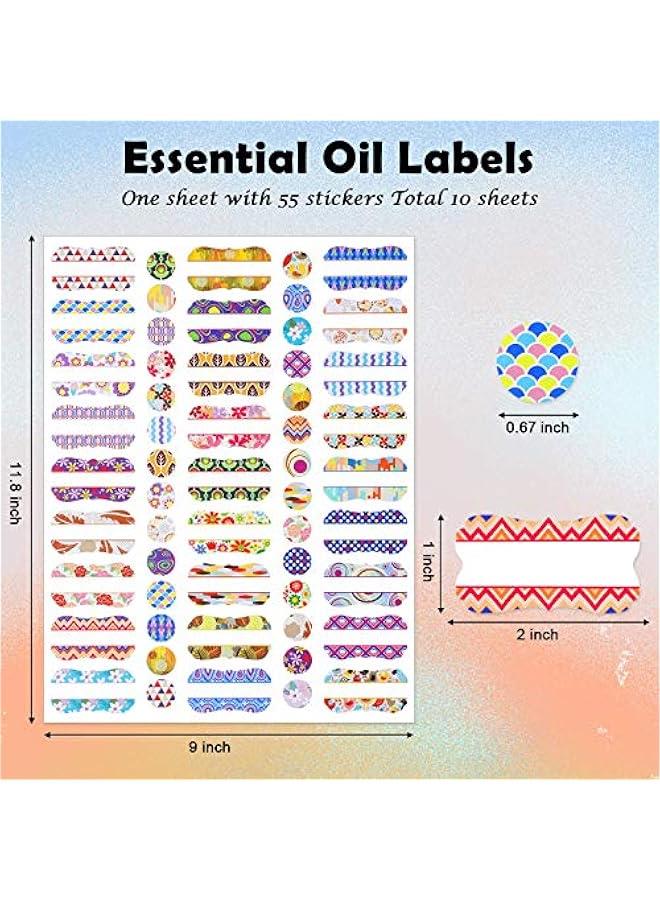 Arabest 550 Pieces 10 Sheets Essential Oils Labels Include 270 Pieces Essential Oil Bottle Labels and 280 Round Cap Stickers Waterproof Stickers for Bottles Markers  - Image 2