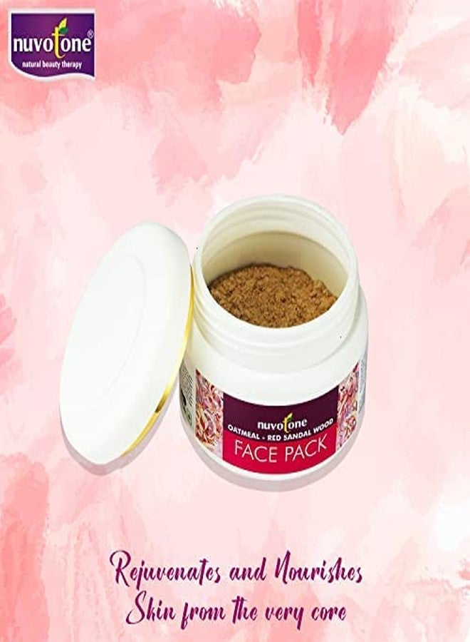 Nuvotone oatmeal Red sandel wood face pack Powder for glowing skin 100% organic face pack for women sensitive skin help to reduce, scars, pimples and enhance skin glow (60 gms) - Image 3