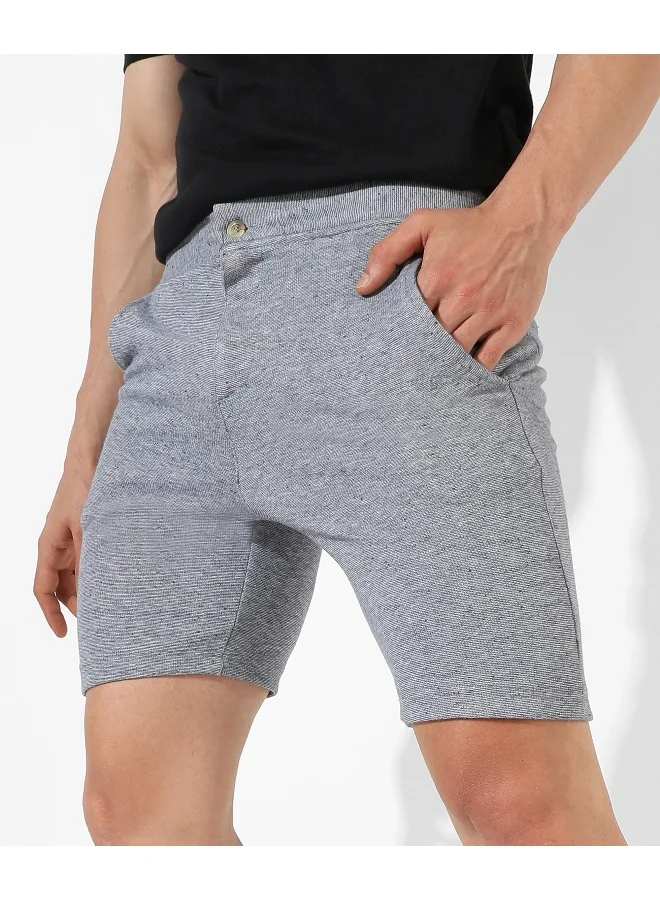 Campus Sutra Men's Solid Grey Regular Fit Casual Shorts