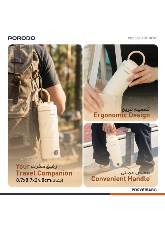 porodo Smart Portable Electric Travel Kettle, 600mL, Digital Temperature Display, Personal Hot Water Heater for Hotel, Office, Car, Camping - Image 4