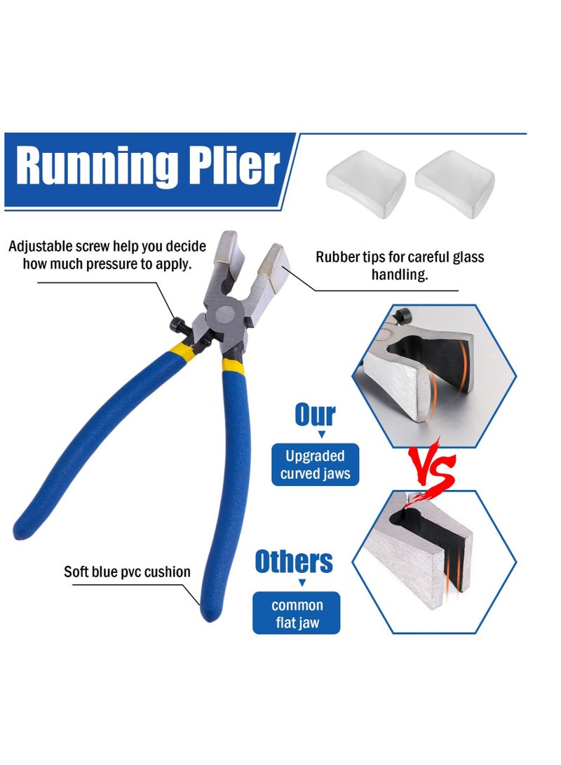 Professional Glass Cutter Tool Kit Heavy Duty Glass Running Pliers and Pencil Style Glass Cutters Tools,Professional Stained Glass Cutting Tool with Replaceable Head for Mosaic Tiles - Image 2