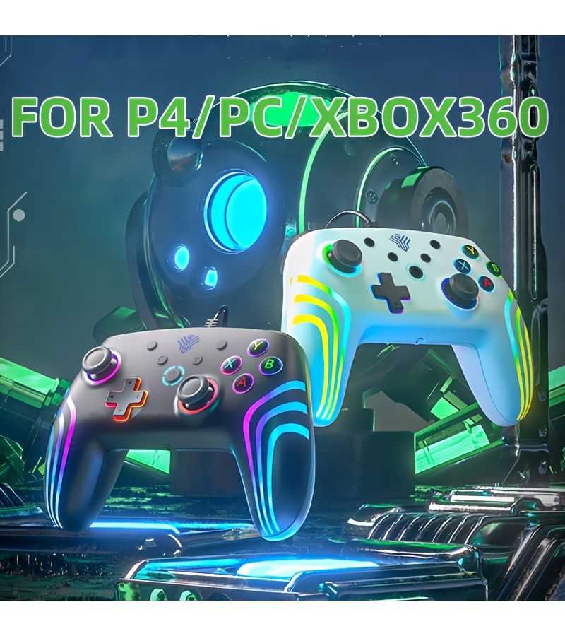 وحدة تحكم سلكية لـ PS3 PS4 Xbox 360 كمبيوتر هز مزدوج أبيض - Image 4