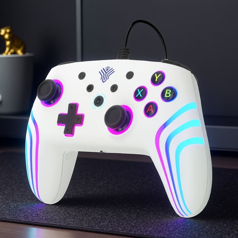 وحدة تحكم سلكية لـ PS3 PS4 Xbox 360 كمبيوتر هز مزدوج أبيض - Image 1