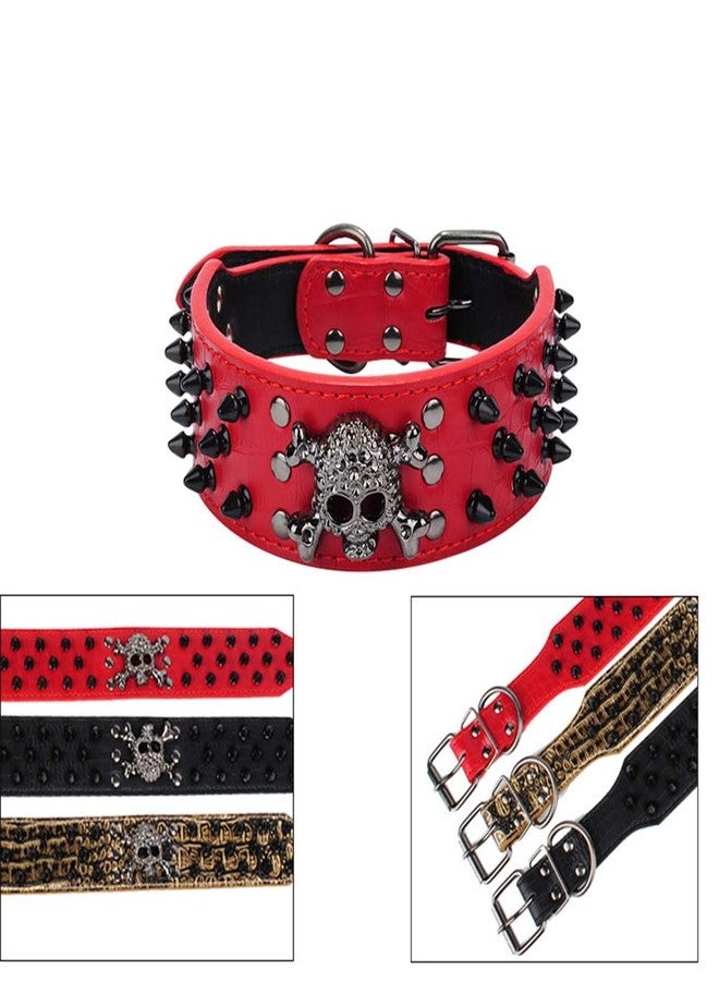 ETOPARS Skull Rivet Pet Collar, Skull Adjustable with Spike Rivets Crocodile Leatherette Dog Collar, Collars for Large Medium and Small Dog - Image 4