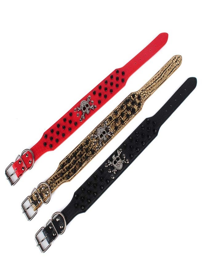 ETOPARS Skull Rivet Pet Collar, Skull Adjustable with Spike Rivets Crocodile Leatherette Dog Collar, Collars for Large Medium and Small Dog - Image 3