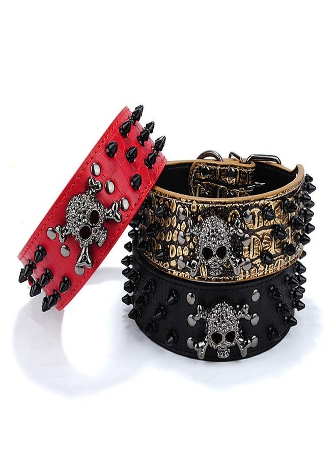 ETOPARS Skull Rivet Pet Collar, Skull Adjustable with Spike Rivets Crocodile Leatherette Dog Collar, Collars for Large Medium and Small Dog - Image 5