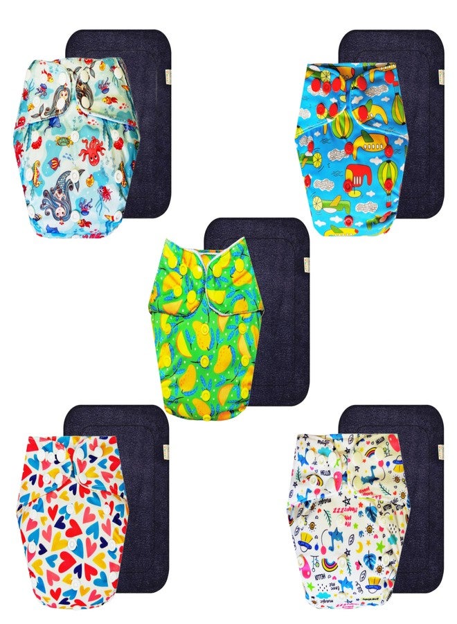 حفاضات قماشية فاخرة من دمبلدو مع حشوة سوداء (عبوة من 5) | شعور بالجفاف والراحة | قابلة لإعادة الاستخدام والغسل | سريعة الجفاف | مناسبة للارتداء طوال اليوم | من 3 أشهر إلى 3 سنوات | مناسبة للجنسين - Image 1