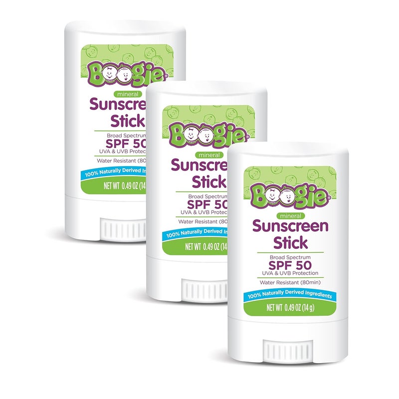 Boogie Baby Sunscreen Stick by Block, Mineral Sunscreen SPF 50, Travel Size Sunblock for Kids, Zinc Oxide, Water Resistant, Vegan, Fragrance Free Pack of 3 - Image 1