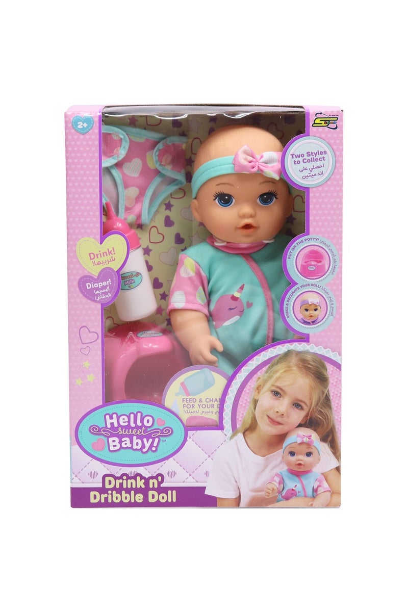 مرحبا حبيبتي هيللو سويت بيبي دمية تشرب وتبلل نفسها-اخضر - Image 1