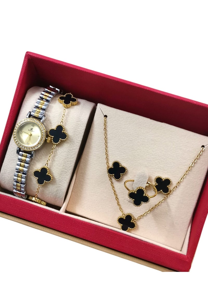 Rivoly Elegant women's stainless steel set consisting of a waterproof watch with a set of bracelets, rings, necklaces, and earrings  - Image 3