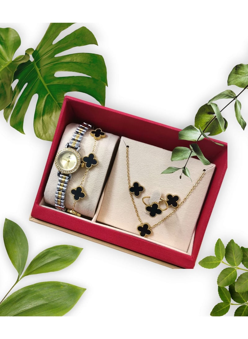 Rivoly Elegant women's stainless steel set consisting of a waterproof watch with a set of bracelets, rings, necklaces, and earrings  - Image 2