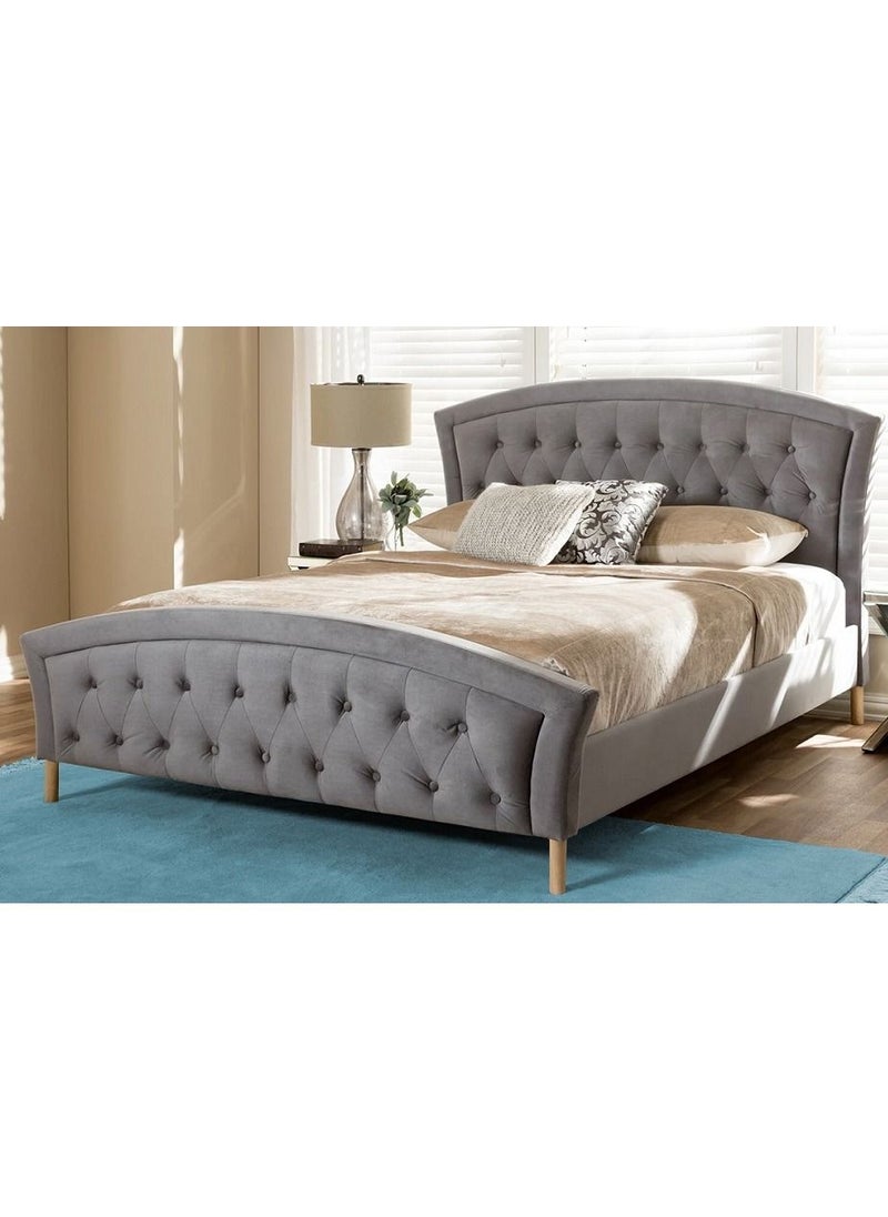 Alif FURNITURE - Contemporary Fabric Curved Tufted Bed - Image 1