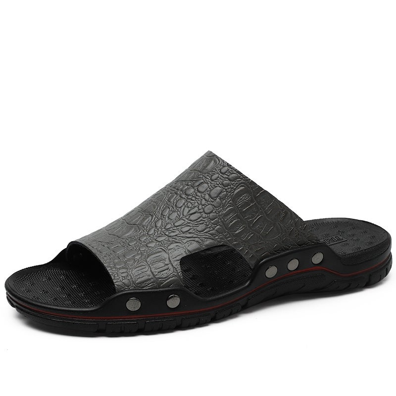 2025 Summer Open Toe Sliding Shoes Cowhide Lightweight 48 Plus Size Retro Trendy Shoes Non-Slip Leg Sandals Breathable Men'S Shoes - Image 1
