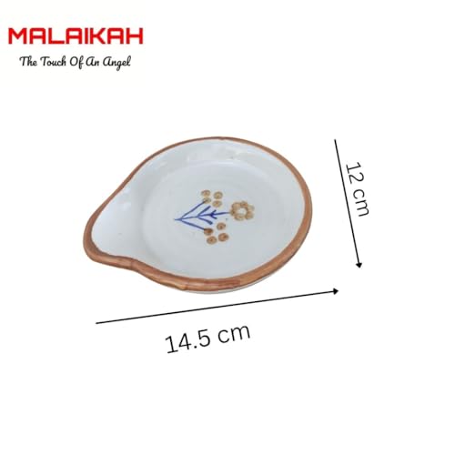 MALAIKAH Ceramic Spoon Rest Small White Brown Printed Hand-Painted, Ideal for Kitchen, Tableware, Cutlery Rest, Pack of 1 - Image 5