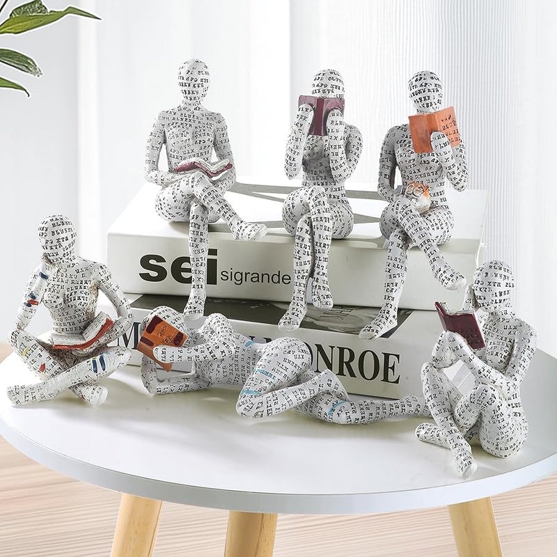 GRAPMKTG Home Decor Pulp Reading Women Thinker Statue Aesthetic Sculpture Room Decor Modern Abstract Decoration on Shelf Table Desk for Living Room Office Bedroom C - Image 2