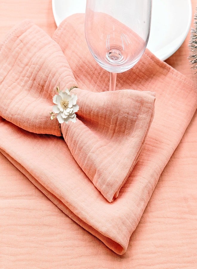 Voya Cotton Napkins Set of 6, 40 x 40cm Cloth Napkins Soft, Washable, Durable, Absorbent, Table Dinner Napkins Cloth for Party, Restaurant, Weddings (Pink) - Image 4