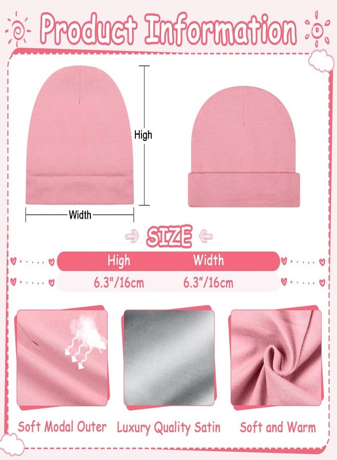 Cotwinter 6 Pcs Satin Lined Baby Newborn Hats Silk Beanie for Toddler Infant 0-6 Months Pink Beige Purple Pale Sage Mixcolor - Image 2