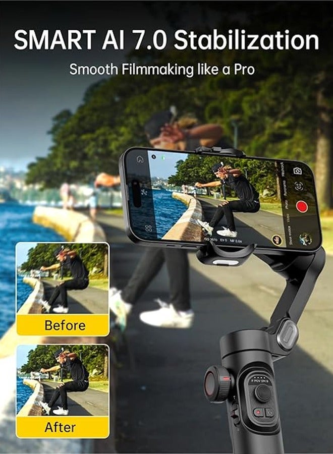 AOCHUAN Phone Gimbal Stabilizer 3-Axis Smartphone Foldable Handheld Gimbal for iPhone with Focus Wheel TikTok YouTube Vlog Stabilizer for iPhone16 15 Pro Max Android-AOCHUAN Smart XE - Image 2