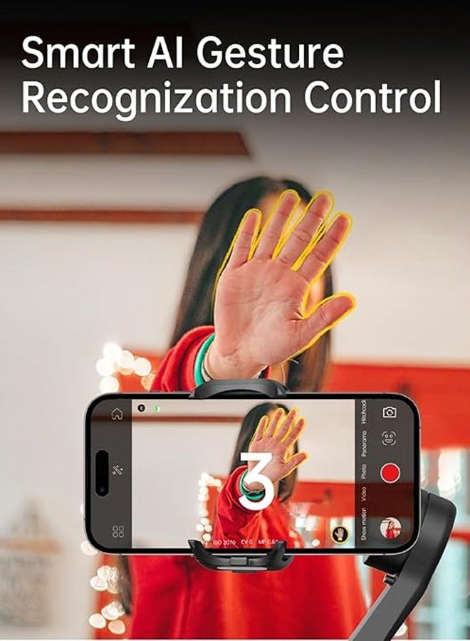 AOCHUAN Phone Gimbal Stabilizer 3-Axis Smartphone Foldable Handheld Gimbal for iPhone with Focus Wheel TikTok YouTube Vlog Stabilizer for iPhone16 15 Pro Max Android-AOCHUAN Smart XE - Image 4