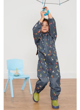 Kids Girl Hooded Long Sleeve Coverall, Grey Combo
