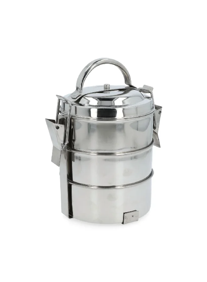Bien Servi 3-Tiered Stainless Steel Tiffin Box Silver 15 cm
