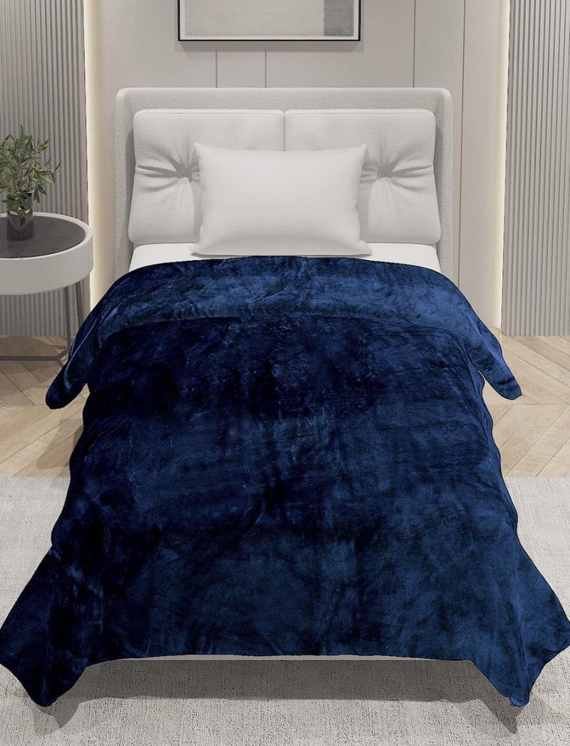 S&S Sands® Winter Special Flannel Duvet Cover, Quilt Cover Single Bed with Zipper,Ultra Soft & Cozy Stuff, 300 GSM, Warm Thermal Performance, Single bed-60X90 inches (Navy Blue) - Image 1