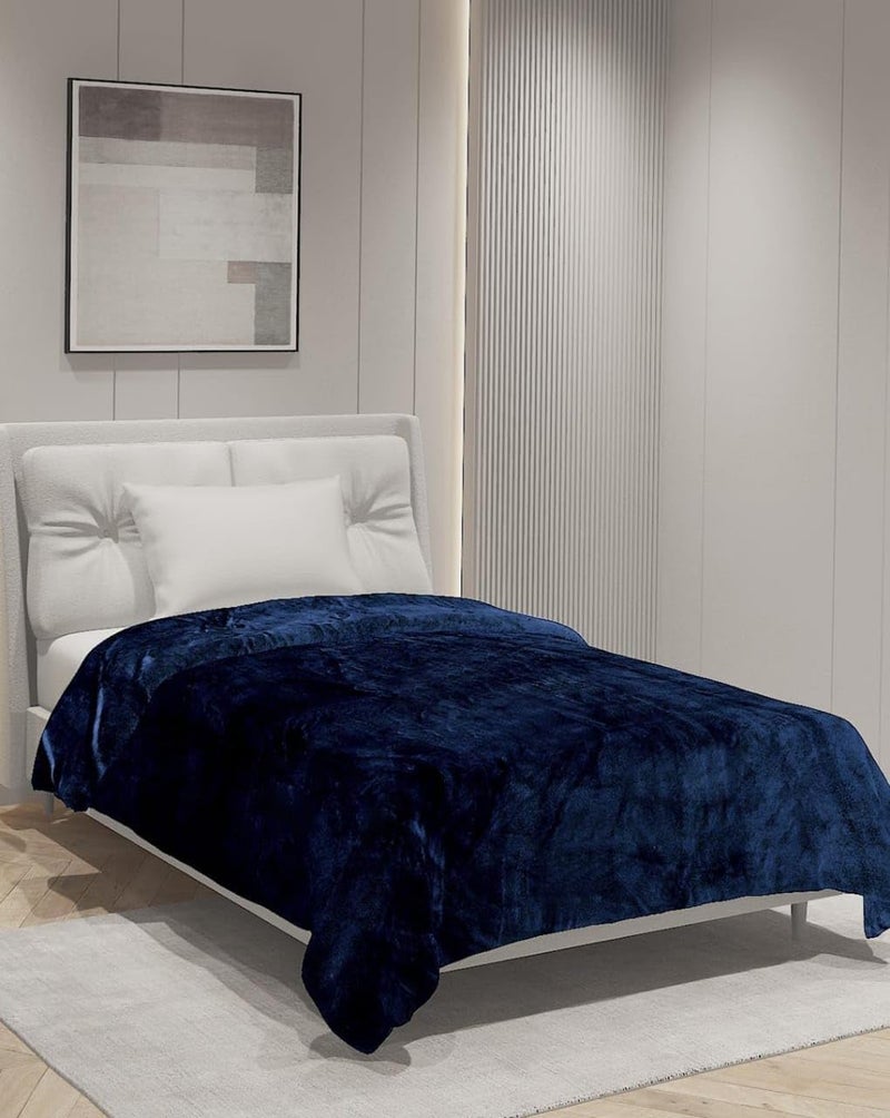 S&S Sands® Winter Special Flannel Duvet Cover, Quilt Cover Single Bed with Zipper,Ultra Soft & Cozy Stuff, 300 GSM, Warm Thermal Performance, Single bed-60X90 inches (Navy Blue) - Image 2
