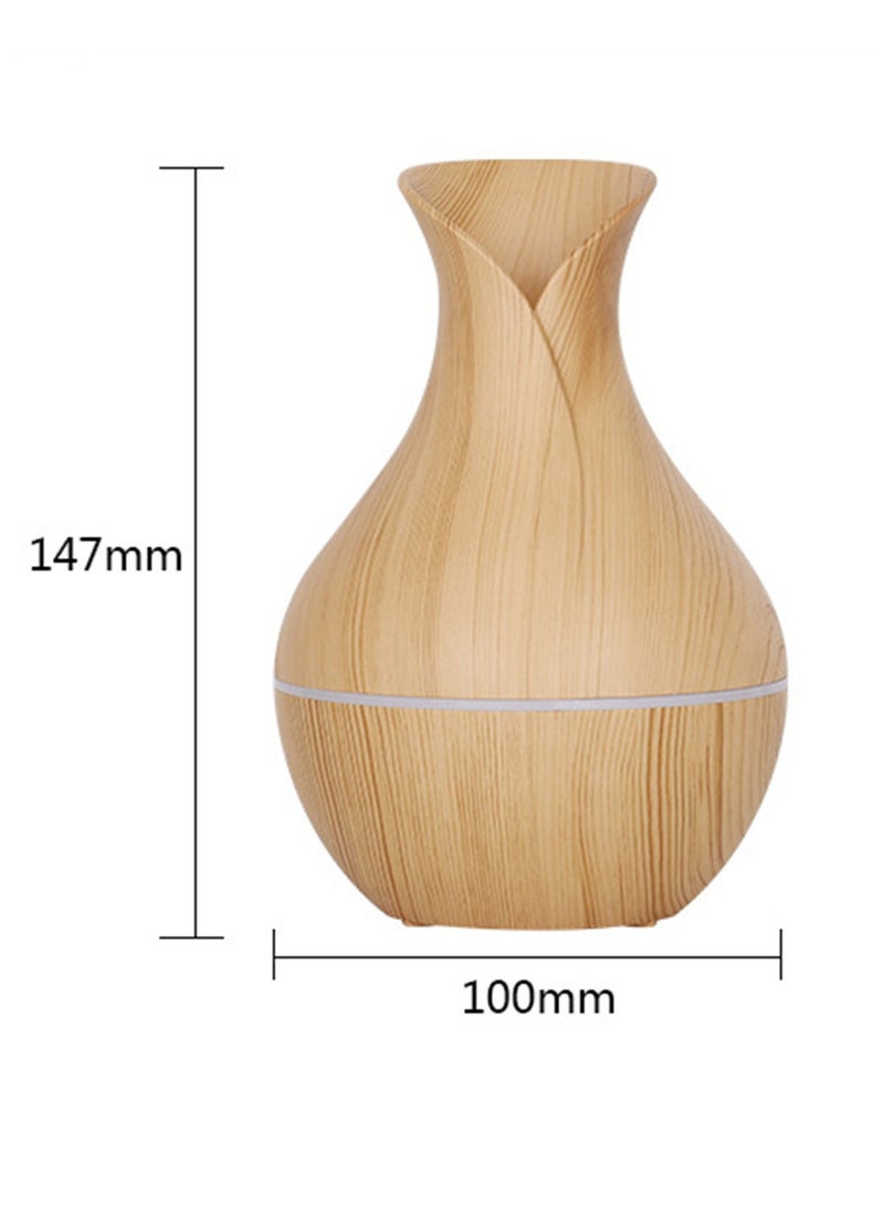 Vase Wood Grain Ultrasonic Aroma Diffuser, 200ML Essential Oil Humidifier with 7 Color LED Night Light, USB Portable Fragrance Mist Diffuser for Home Office Bedroom Yoga - Image 2