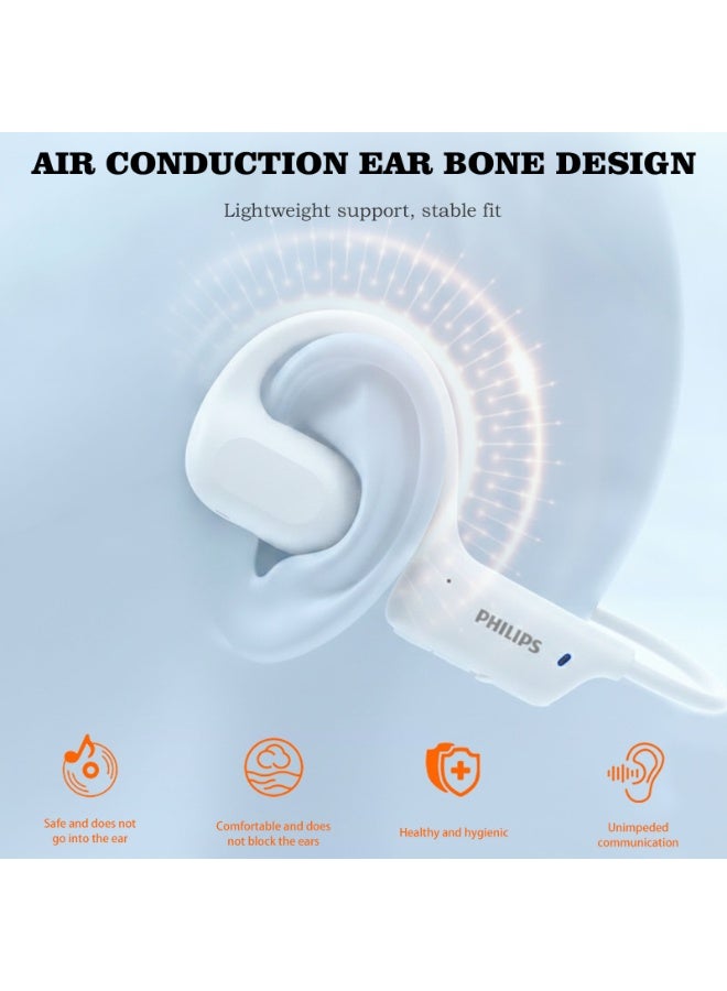 Philips TAQ3120, Earphone,Open Ear Bone Conduction Headphones，True Wireless Earbuds, Ear Hooks,Ultra-long Playtime, IP67 Water and Dust Proof with ANC,AI Call Noise Reduction,Sterling Sound, Secure Fit and Comfort, For Sports, Work, White white - Image 3