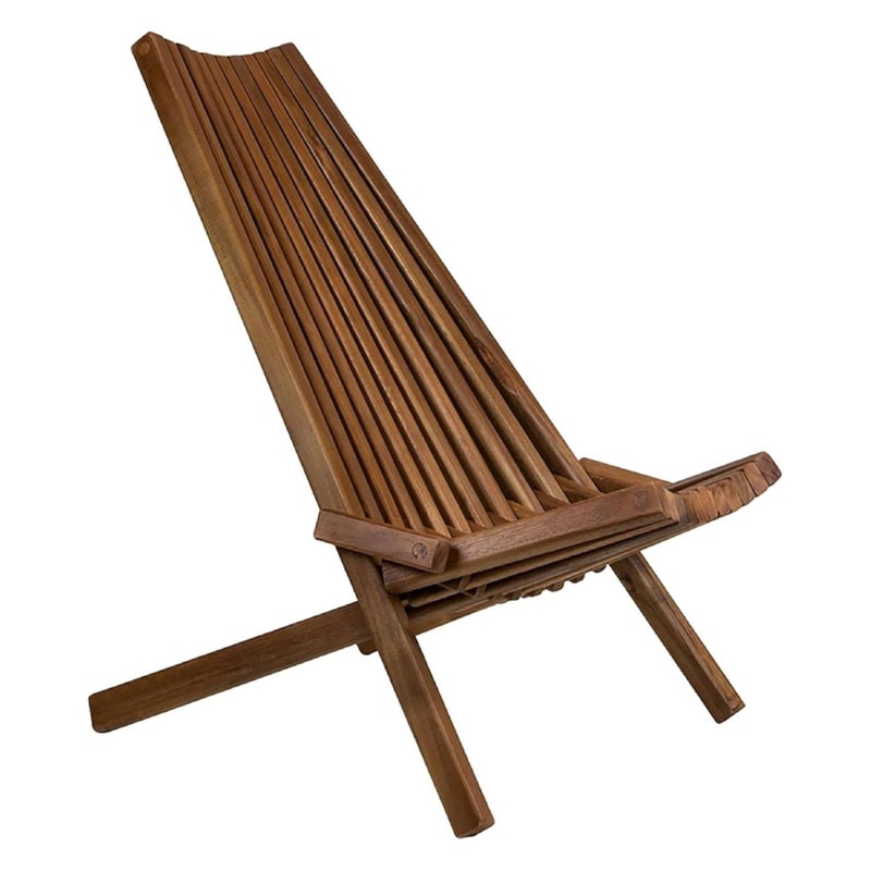 Melino Wooden Folding Tamarack Chairs, FSC Certified Acacia Low Profile Adirondack Chairs, Wood Folding Chair for Outdoor, Patio, Porch, Pool, Backyard, Garden, Balcony and Deck - Chestnut - Single - Image 1