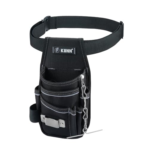 KUNN Tool Pouch,7-Pocket Electrician Pouch with Belt Clip,Tool Loop,Tape Thong and Tape Measure Holder for Construction, Technicians, HVAC, Maintenance,Grey - Image 1