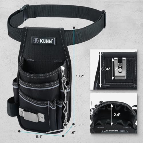 KUNN Tool Pouch,7-Pocket Electrician Pouch with Belt Clip,Tool Loop,Tape Thong and Tape Measure Holder for Construction, Technicians, HVAC, Maintenance,Grey - Image 4