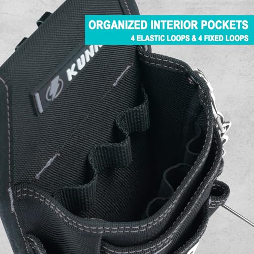 KUNN Tool Pouch,7-Pocket Electrician Pouch with Belt Clip,Tool Loop,Tape Thong and Tape Measure Holder for Construction, Technicians, HVAC, Maintenance,Grey - Image 5