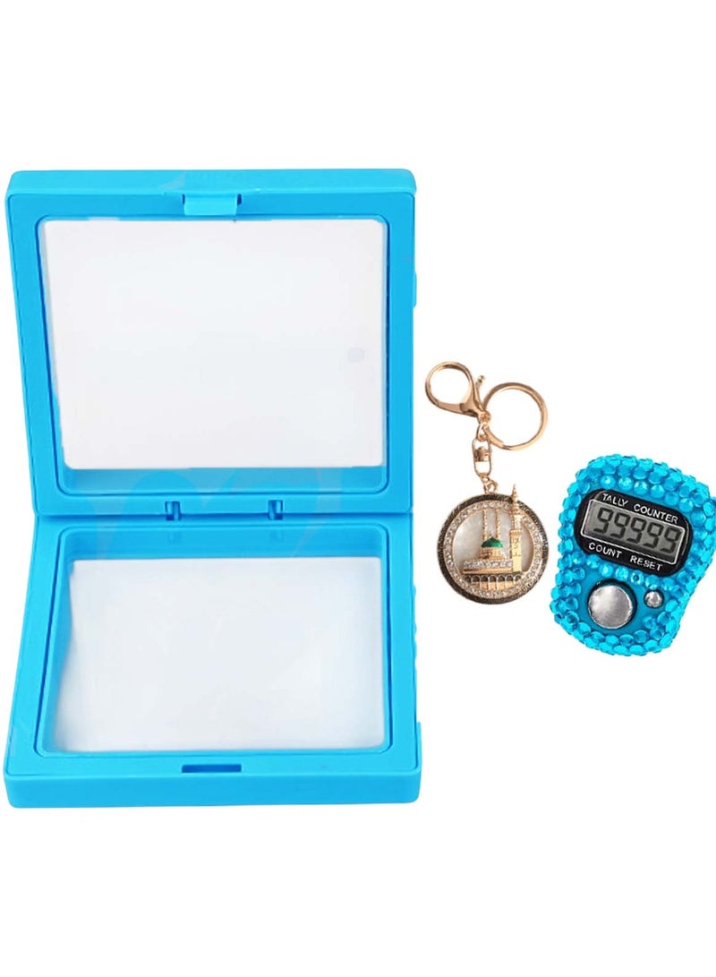 Huitich Islamic Digital Tasbeeh Counter & Madina Keychain Gift Set Light Blue  - Image 2