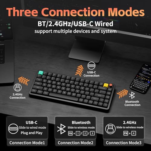 nuphy Air75 V3 Hot Swappable Wireless Mechanical Keyboard 84 Keys 75 Custom Low Profile Keyboard with Knob RGB Backlit Gasket Mounted Support Bluetooth24GHzUSBCBlackBlush Nano - Image 3