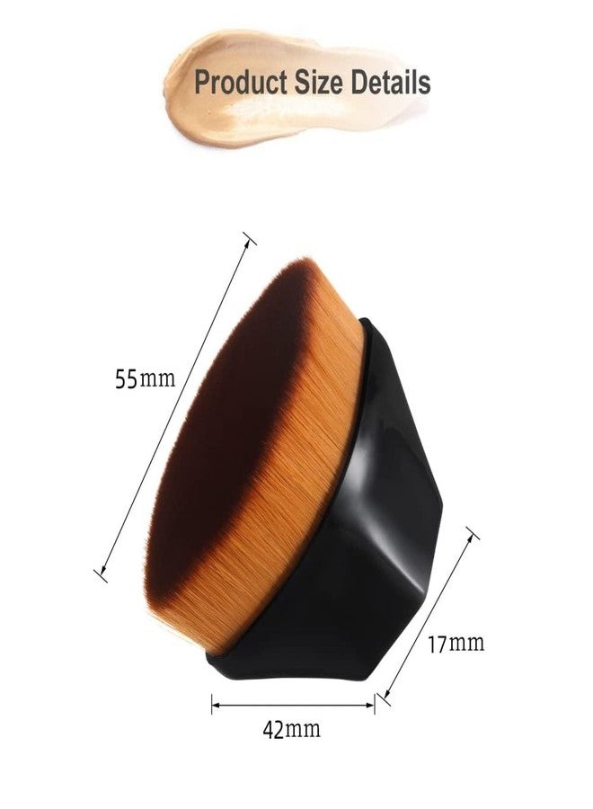 Umis Creation فرشاة مكياج مسطحة الرأس لتوزيع أحمر الخدود السائل والبودرة وكريم الأساس، مثالية لمزج مستحضرات التجميل السائلة أو الكريمية أو البودرة الخالية من العيوب، مع علبة حماية إضافية (أسود) - Image 2