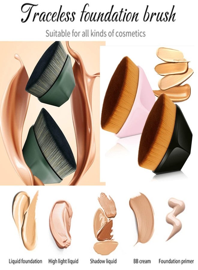 Umis Creation فرشاة مكياج مسطحة الرأس لتوزيع أحمر الخدود السائل والبودرة وكريم الأساس، مثالية لمزج مستحضرات التجميل السائلة أو الكريمية أو البودرة الخالية من العيوب، مع علبة حماية إضافية (أسود) - Image 5
