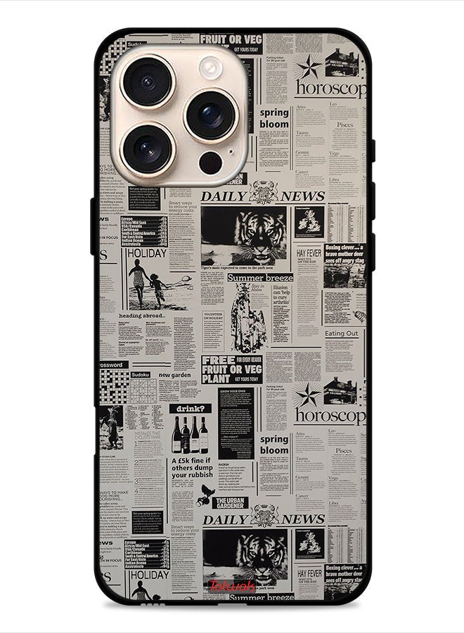 Tolwak Apple iPhone 16 Pro Protective Case Cover Newspaper Recording - Image 1